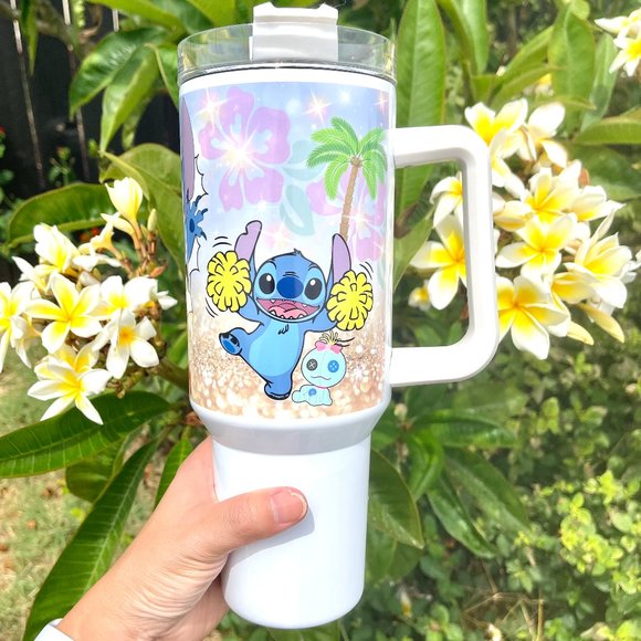 Disney Lilo & Stitch 40 oz Tumbler/Water bottle/Mug with hand carry hand… - Picture 6 of 7
